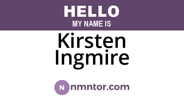 Kirsten Ingmire