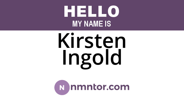 Kirsten Ingold