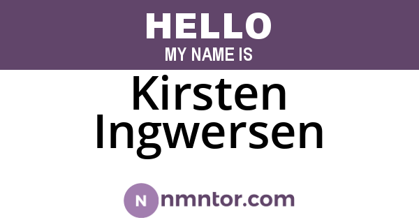 Kirsten Ingwersen