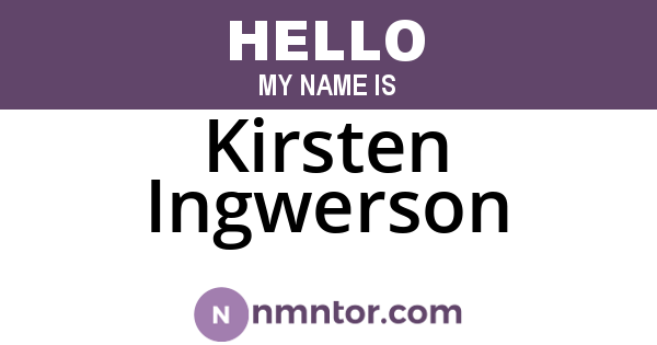 Kirsten Ingwerson