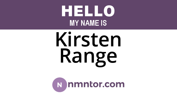 Kirsten Range