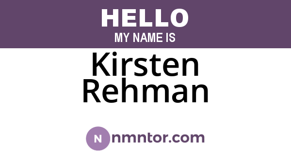 Kirsten Rehman