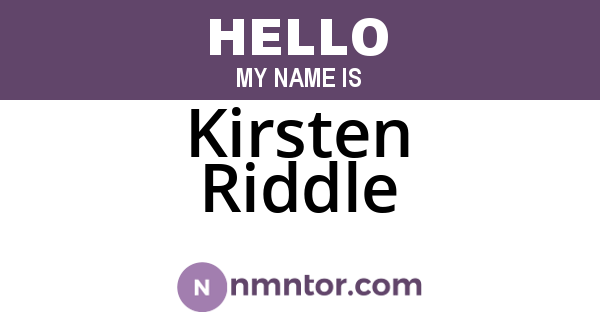 Kirsten Riddle