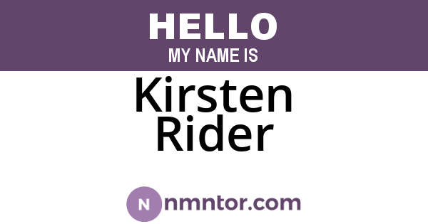 Kirsten Rider