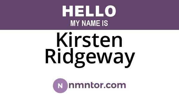 Kirsten Ridgeway