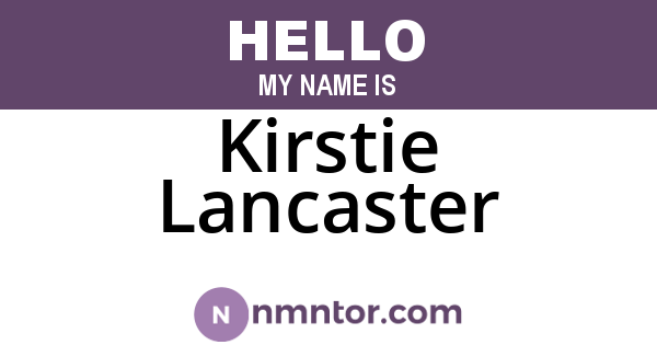 Kirstie Lancaster