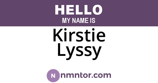 Kirstie Lyssy