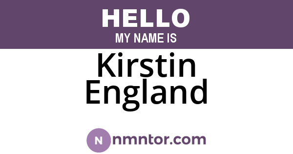 Kirstin England