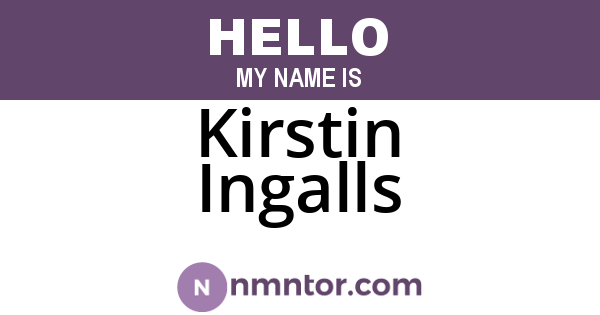 Kirstin Ingalls