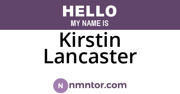 Kirstin Lancaster