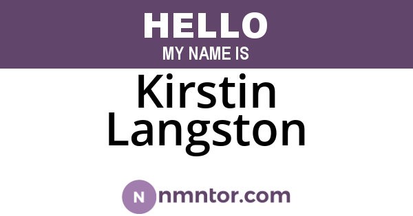 Kirstin Langston