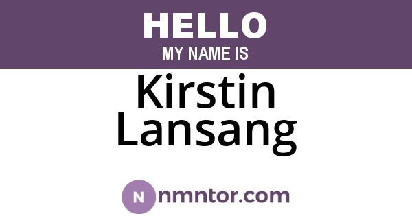 Kirstin Lansang