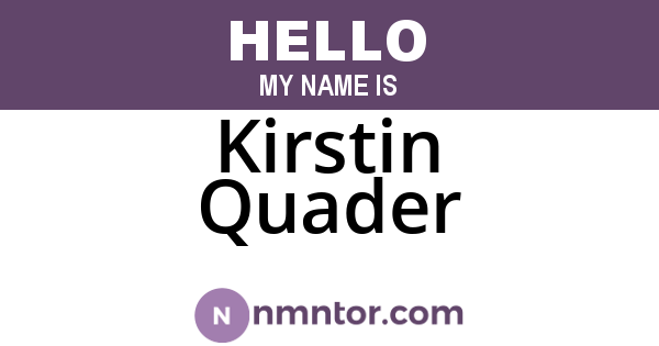 Kirstin Quader