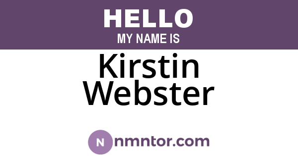 Kirstin Webster