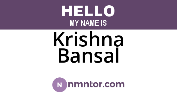 Krishna Bansal