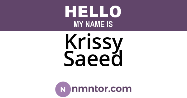 Krissy Saeed