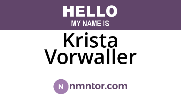 Krista Vorwaller