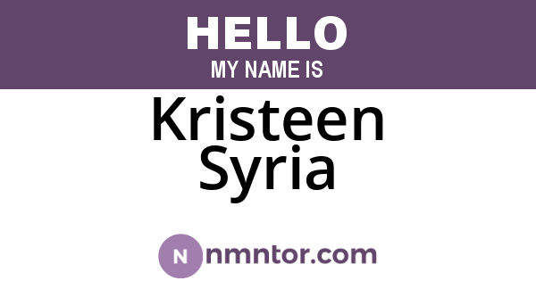 Kristeen Syria