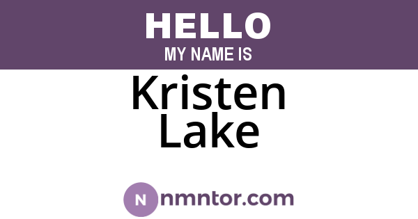 Kristen Lake