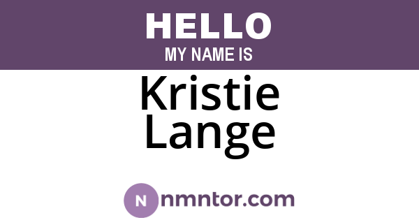 Kristie Lange