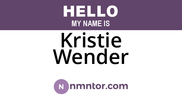 Kristie Wender