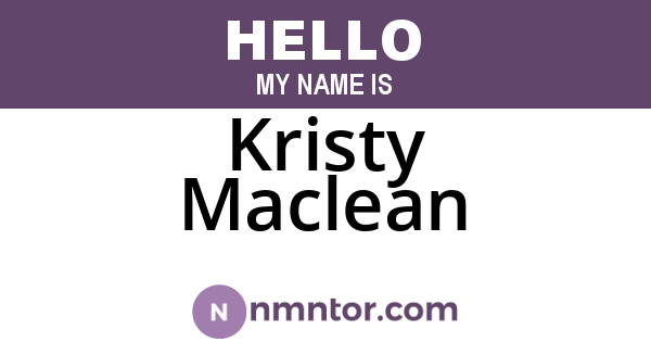 Kristy Maclean