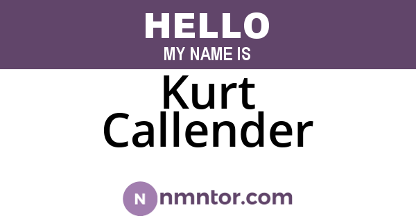 Kurt Callender