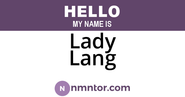 Lady Lang