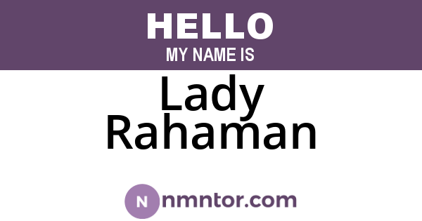 Lady Rahaman
