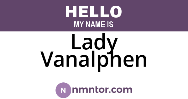 Lady Vanalphen