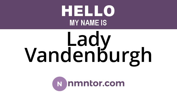 Lady Vandenburgh