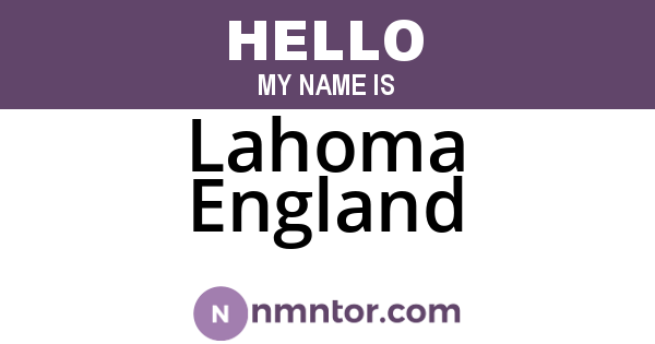 Lahoma England