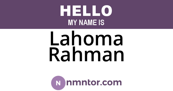 Lahoma Rahman