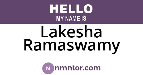 Lakesha Ramaswamy