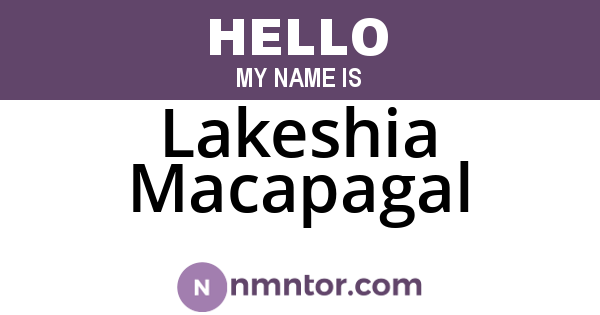 Lakeshia Macapagal