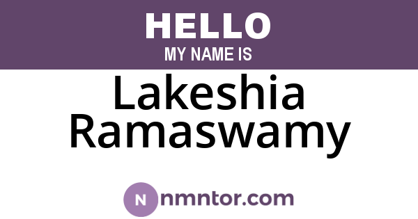 Lakeshia Ramaswamy