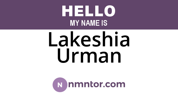 Lakeshia Urman