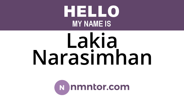 Lakia Narasimhan