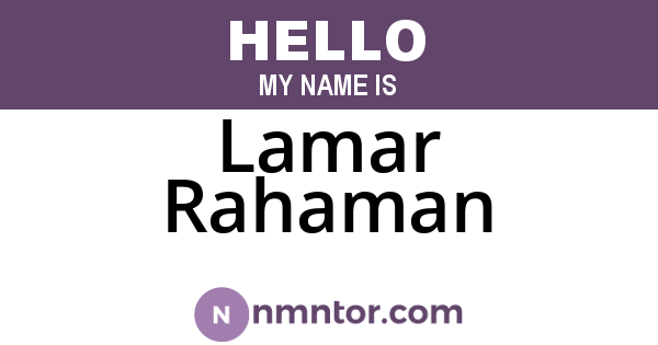 Lamar Rahaman