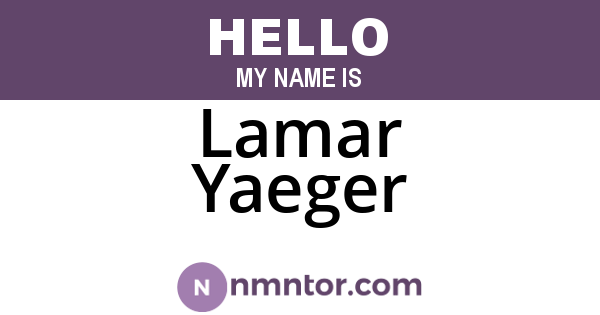 Lamar Yaeger