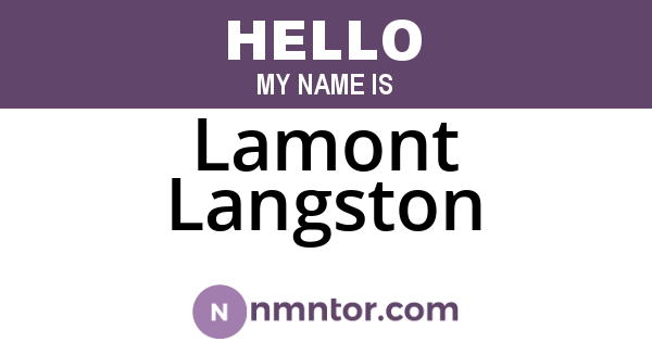 Lamont Langston