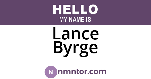 Lance Byrge