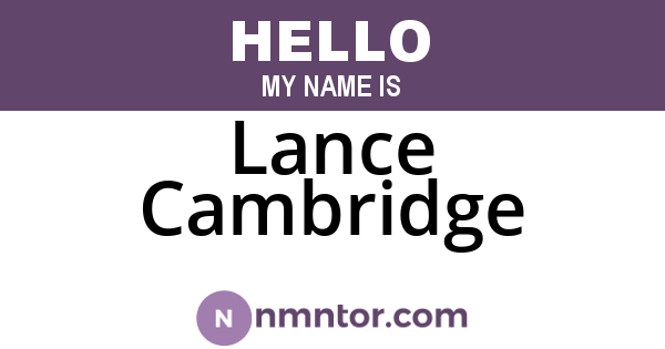 Lance Cambridge