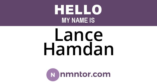 Lance Hamdan