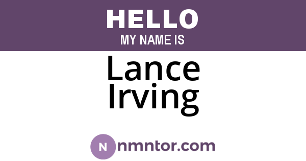 Lance Irving