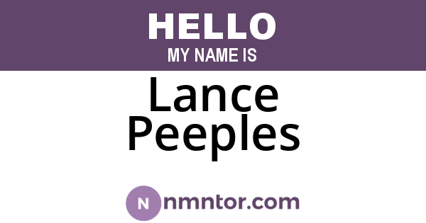 Lance Peeples