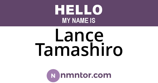 Lance Tamashiro