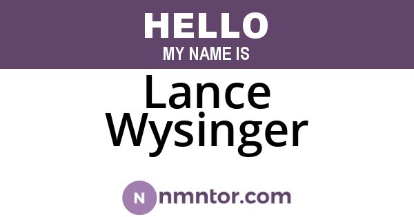 Lance Wysinger