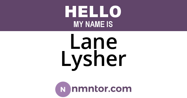 Lane Lysher