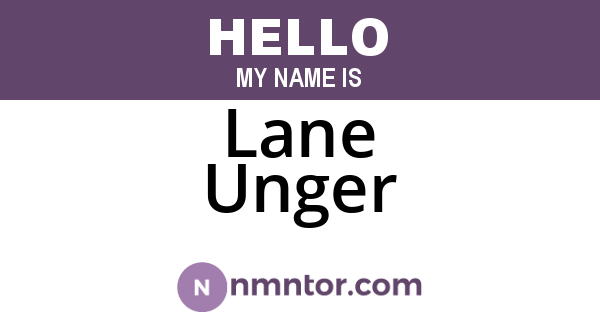 Lane Unger